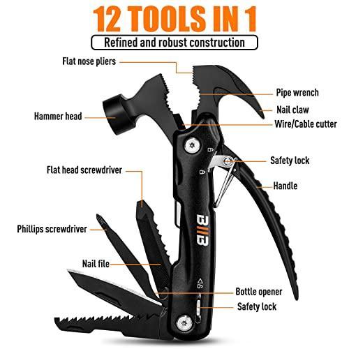 BIIB Stocking Stuffers Gifts for Men, 12 in Hammer Multitool, Camping Acc