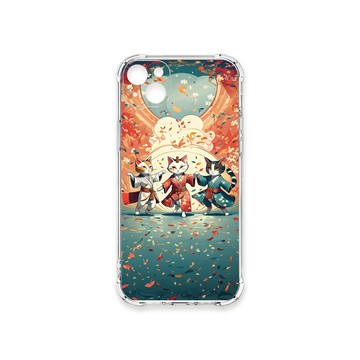 iPhone 13 殼 TRON IPhone 13 穿著和服跳舞的三隻花貓咪系列 四角防摔殼 手機殼