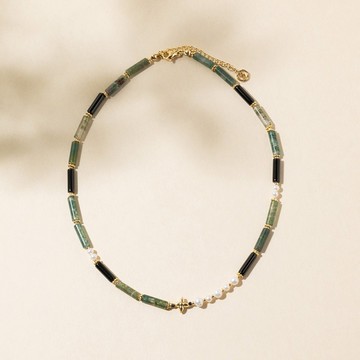 (辟邪)女爵 | 水草瑪瑙 黑瑪瑙 黑尖晶 珍珠 | 天然水晶項鍊