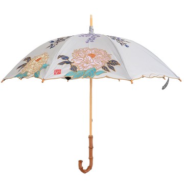 刺繡長柄太陽傘(J-Flowers/gray)
