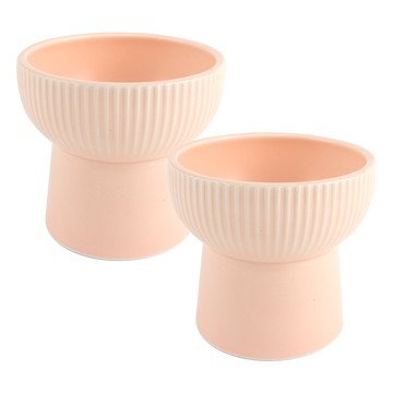 DOG-i 寵物粉彩陶瓷飯碗  2個  粉紅色