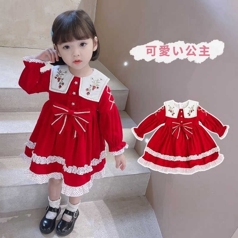 ワンピース 子供 ロリータ キッズ 長袖 メイド ロリータ服 女の子 洋服 秋冬 レッド コスプレ 子どもドレス クリスマス ゴスロリ Lolita 通販 Lineポイント最大0 5 Get Lineショッピング