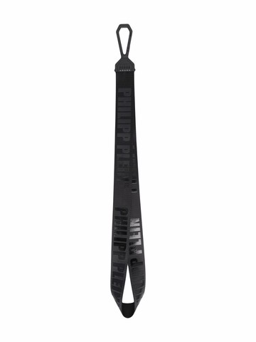 Philipp Plein - logo-print two-tone keychain - men - Nylon - One Size - Black