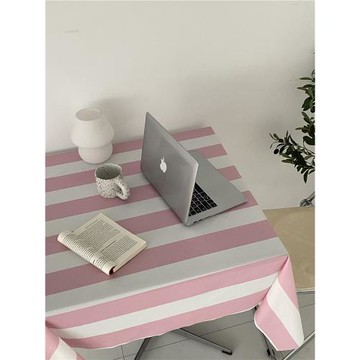 ins韓風氛圍春天少女粉色桌布背景布方桌書桌圓桌宿舍百搭粉條紋