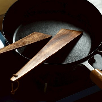 日本 霜山 萬用料理三角型柚木鍋鏟 加長款