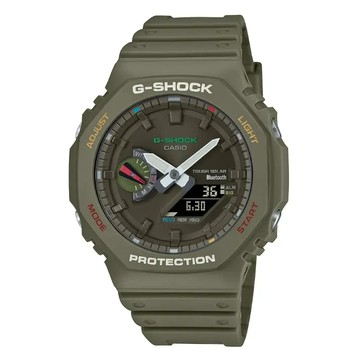 G-SHOCK 個性綠 太陽能 藍牙 八角雙顯電子錶