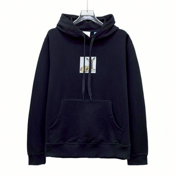 (XL) burberry質感棉質小鹿連帽黑色長袖上衣