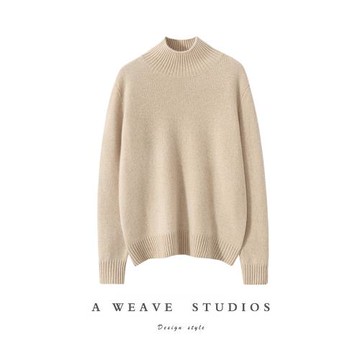 秋冬季新款100純山羊絨半高領長袖加厚毛衣女顯瘦百搭套頭針織衫