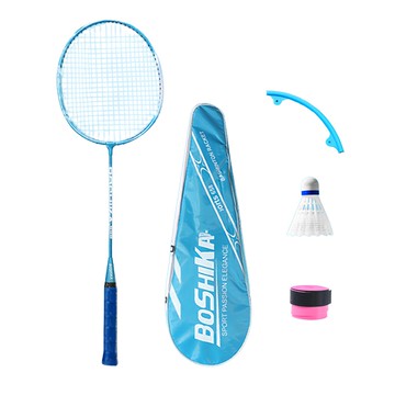 BOSHIKA 輕量減震合金羽毛球拍 (球拍/球拍套/羽毛球/手膠/保護套) 鐵合金+尼龍材質  單一商品  1組