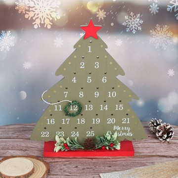 倒計時 聖誕樹桌曆 木質桌曆 倒數日曆 月曆擺飾 擺件 桌面裝飾 派對佈置 耶誕節【BlueCat】【XM0959】