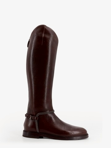 Leather boots with Monili detail - BRUNELLO CUCINELLI - gender_Woman