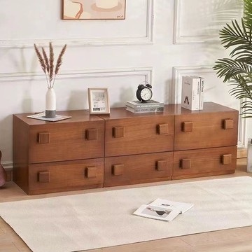 台灣公司貨 免運 實木斗櫃復古卡門櫃組合模塊沙發邊櫃臥室客廳儲物櫃電視櫃小戶型 快速發貨