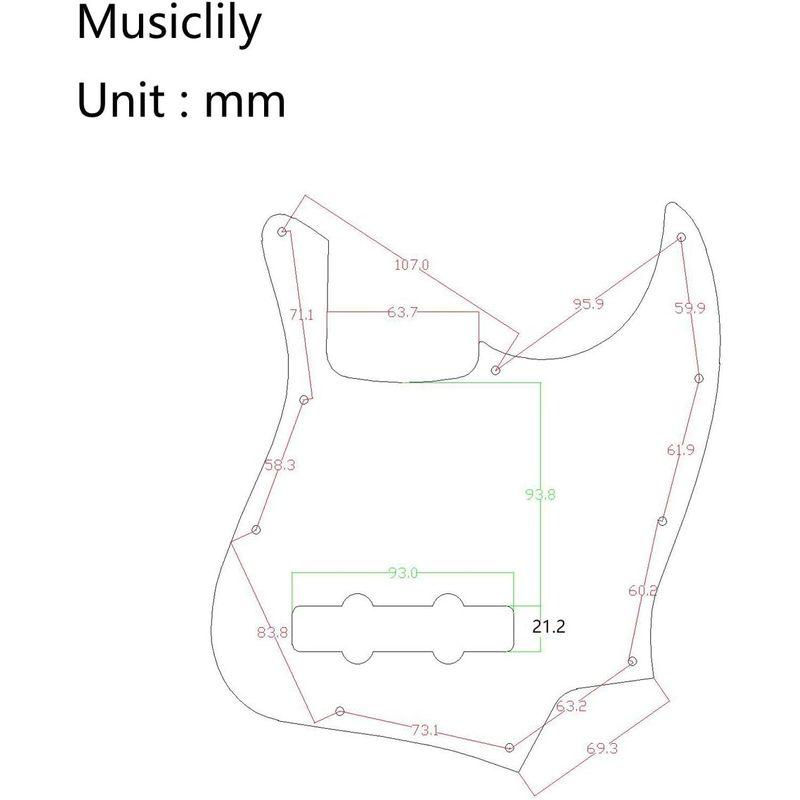 Musiclily 穴 USA メキシコFender Jazz Bassスタイルジャズベース JB用ピックガード,3プライパーチメント