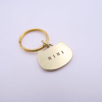 貓咪造型黃銅寵物名牌 厚實款