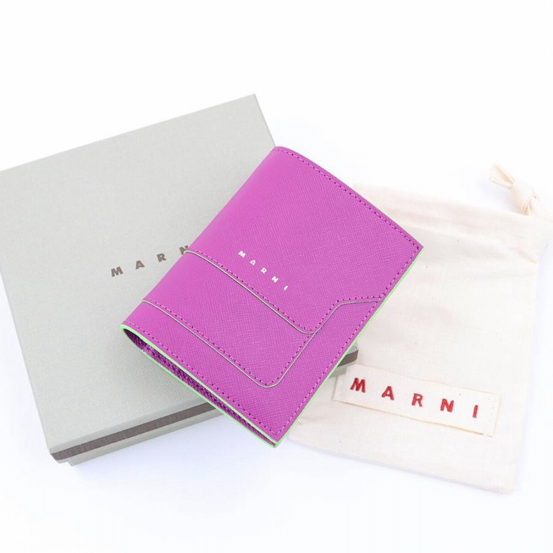 新品MARNI 二つ折り財布 ピンクラベンダー
