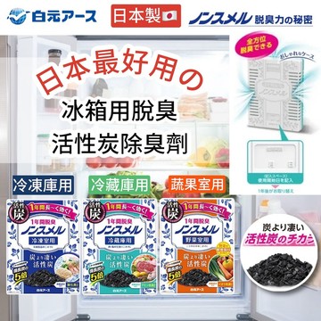 【無國界雜貨舖】日本 日本製 白元 冰箱除臭 脫臭劑 除臭劑 活性炭 消臭 5倍炭 冷藏 冷凍 蔬果 竹炭 脫臭