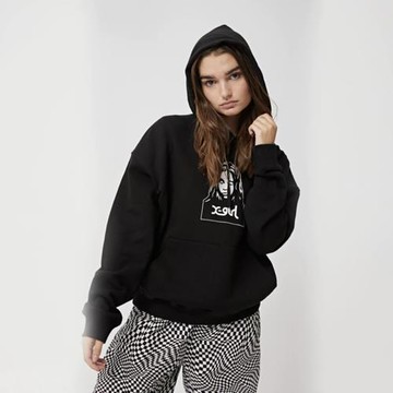 澳洲潮牌2022秋季人像印花街頭風不加絨寬松休閑連帽衛衣女