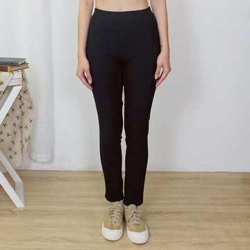 花木馬日系女裝鬆緊腰內刷毛彈力合身長褲