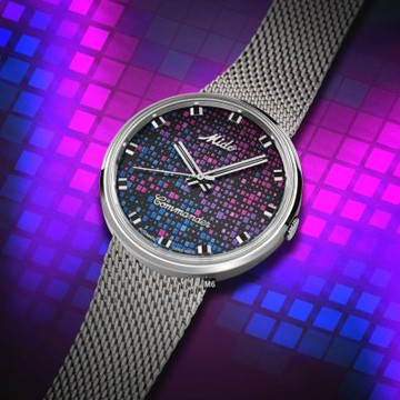 MIDO美度 廣告款 Commander 1959香榭指揮官復古夜霓虹像素米蘭帶腕錶37㎜ M6(M84294N711)