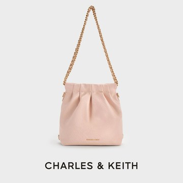 【CHARLES & KEITH】Duo 細鍊抓皺後背包(S)｜｜春季新品｜粉嫩開運色｜情人節快樂｜生日禮物｜快速出貨｜小CK