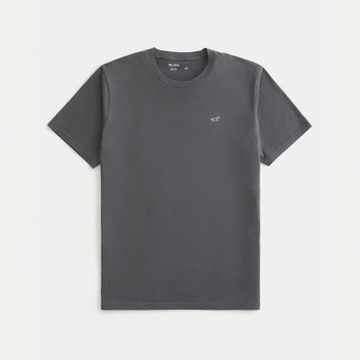 Hollister 海鷗 熱銷圓領海鷗素面短袖T恤-深灰色