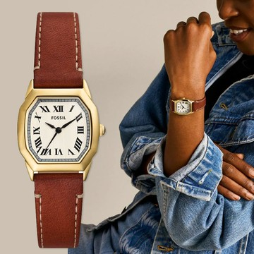 FOSSIL Harlow 復古真皮錶帶女錶-27mm(ES5364)