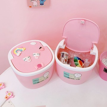 桌面垃圾桶可愛網紅迷你餐桌小號少女床頭按壓式垃圾分類收納儲物