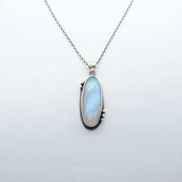 【古典系列16】長橢圓月光石 925銀項鍊