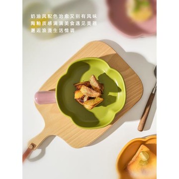 陶瓷高顏值水果盤網紅沙拉碗手柄烘培碗焗烤碗盤子家用微波爐餐具