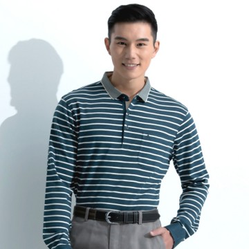 JOHN DUKE商務休閒經典橫條POLO衫_藍綠色(60-6V2552)