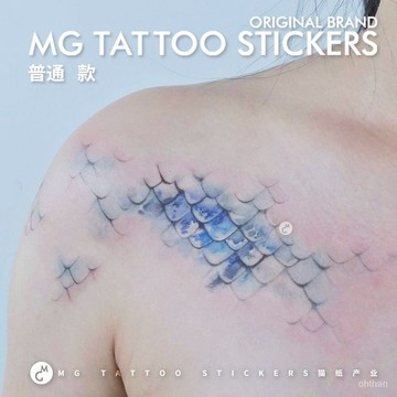 🌸臺灣48H出🌸MG tattoo 人魚美學 肩部唯美浪漫氛圍感朦朧美人魚鱗片紋身貼女🔥換季優惠🔥 R5OO