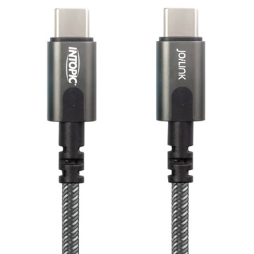 INTOPIC 廣鼎 雙Type-C PD極速充電傳輸長線 支援C-to-C PD最高3A快速充電 尼龍編織線  2m  黑色  1條