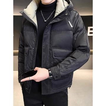 潮牌綠色冬季加厚新款男士羽絨服連帽修身白鴨絨防風保暖百搭外套