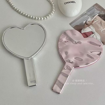 臺灣/✨鏡子 化妝鏡  折疊鏡子韓系ins手持化妝鏡水波紋手持鏡子女生隨身便攜手柄式高級手拿鏡