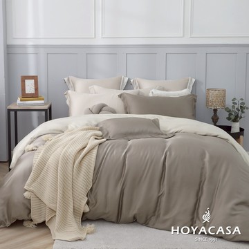 HOYACASA 60支天絲被套床包組｜堅果燕麥｜法式簡約｜(單人/雙人/加大/特大)