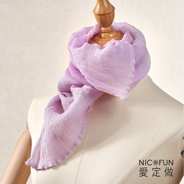 NicoFun 愛定做 魅力68 柳葉絲 粉紫色 圍脖(四季可戴 淺紫色 領巾 淡紫色 圍巾 圍脖 頸巾 桑蠶絲 絲巾)