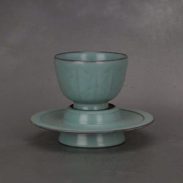 北宋 崇寧五年汝窯藍釉茶杯盞 仿古舊貨瓷器博古裝飾復古擺飾收藏