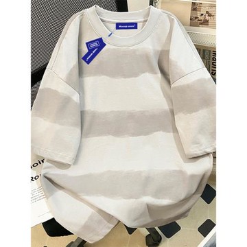 WASSUP美式復古蠟染條紋短袖T恤男夏季2025新款寬松oversize上衣