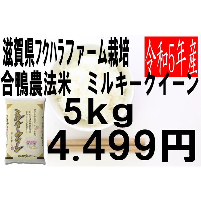 米　令和5年度産　滋賀県産　フクハラファーム栽培　合鴨農法　ミルキークイーン 5kg