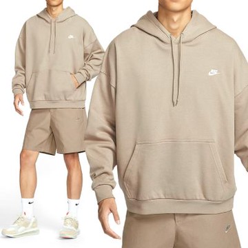 Nike As M Nk Club Ft Oversized Po H 長袖 男款 卡其色 連帽 HJ1817-247