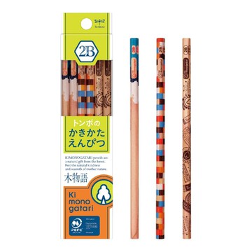 日本文具 TOMBOW - 蜻蜓牌 FSC認證木材製六角鉛筆12支(2B)-木物語黃綠