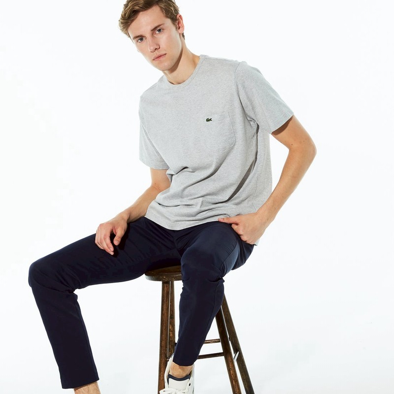 Lacoste ベーシッククルーネックポケットtシャツ メンズ グレー 通販 Lineポイント最大get Lineショッピング