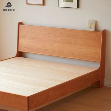 新中式 櫻桃木 箱體床 全實木 北美 櫻桃木 簡約1.8米1.5米雙人床白橡木qxm7241