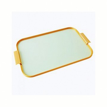 Kaymet-長方托盤-金邊+蜜綠-35x25.5cm
