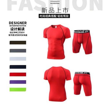 現貨跨境COMBAT PRO緊身服套裝男籃球速干衣長袖跑步訓練運動高彈