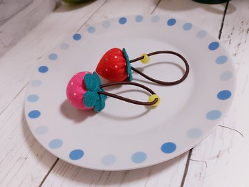 不織布髮飾系列~小草苺~髮束