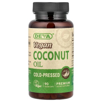 Deva, 全素椰子油，冷榨，90 粒全素膠囊（每粒膠囊 500 毫克）