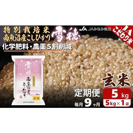 ふるさと納税 特別栽培米南魚沼産こしひかり「雪穂」玄米（5kg×全9回） 新潟県南魚沼市