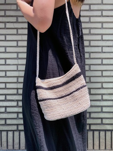 夏日隨身包 簡約渡假風 手機包 側背包 斜背包 雙色條紋 編織小包