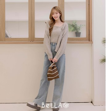 【秋冬新品】BeLLA 連帽兩件針織衣 灰色